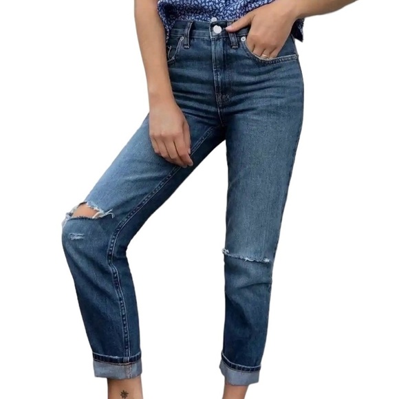 Everlane Denim - Everlane The Summer Jean Ripped Distressed Jeans Size 26 medium Wash